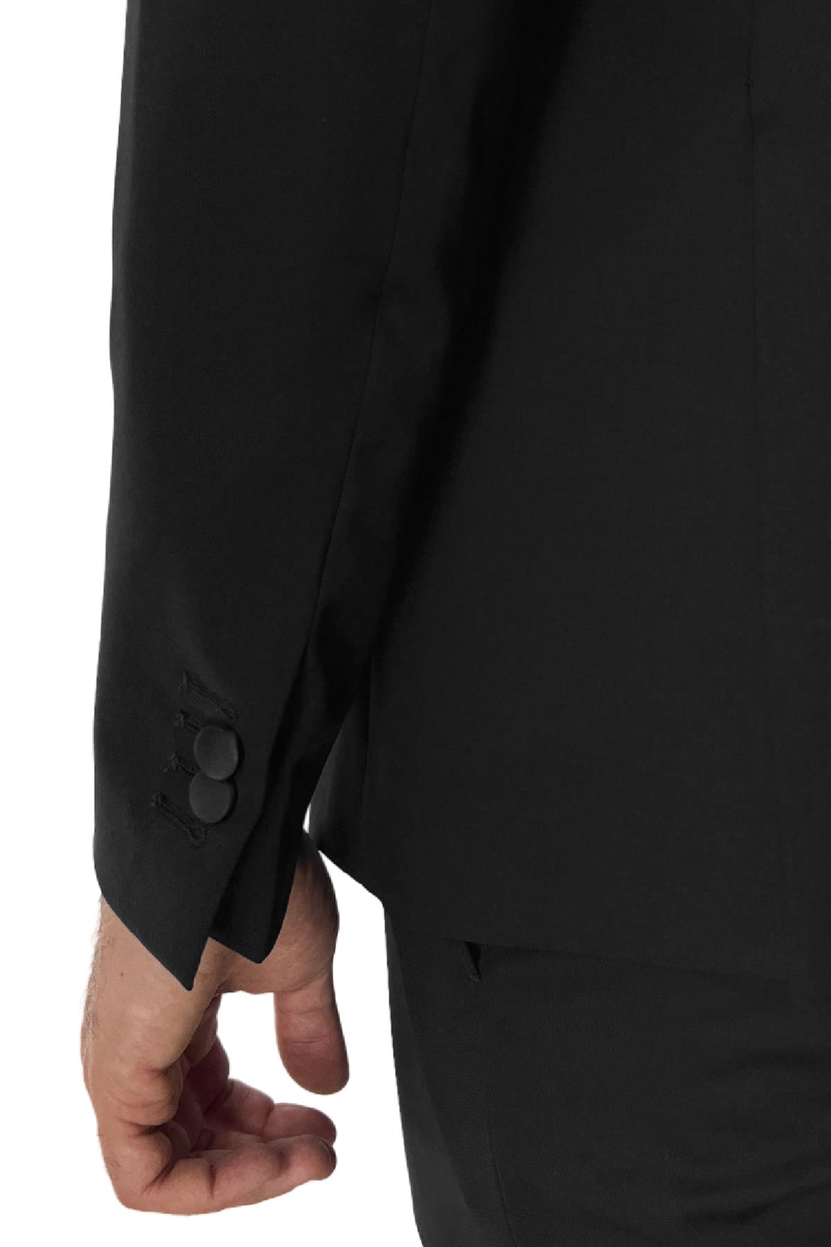 Abito smoking da uomo Doppiopetto nera rever a scialle nero in fresco lana 100% Vitale Barberis Canonico