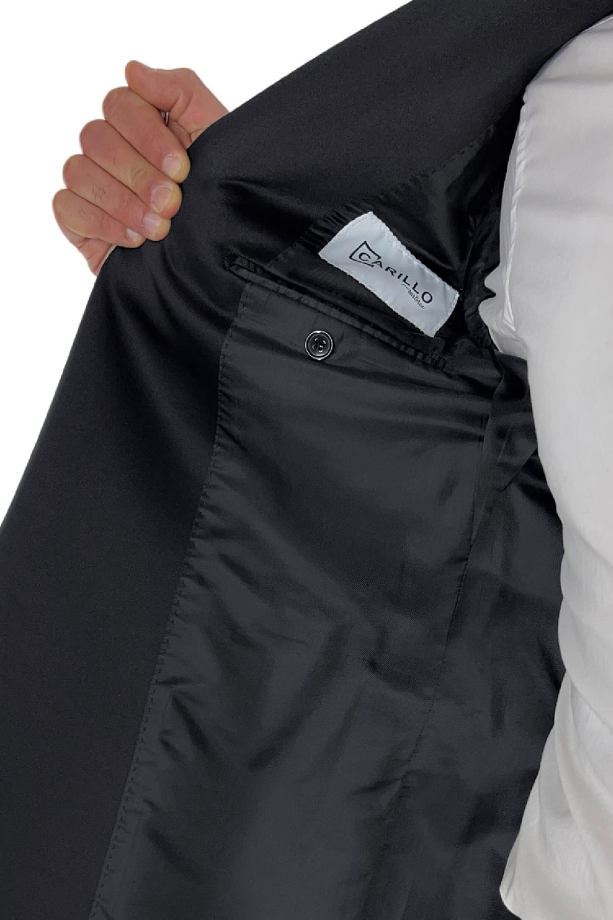 Abito smoking da uomo Doppiopetto nera rever a scialle nero in fresco lana 100% Vitale Barberis Canonico