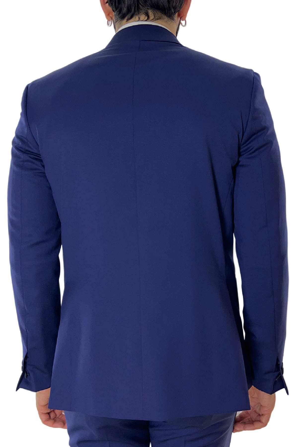 Giacca smoking da uomo Doppiopetto royal blu rever a scialle blu in fresco lana 100% Vitale Barberis Canonico