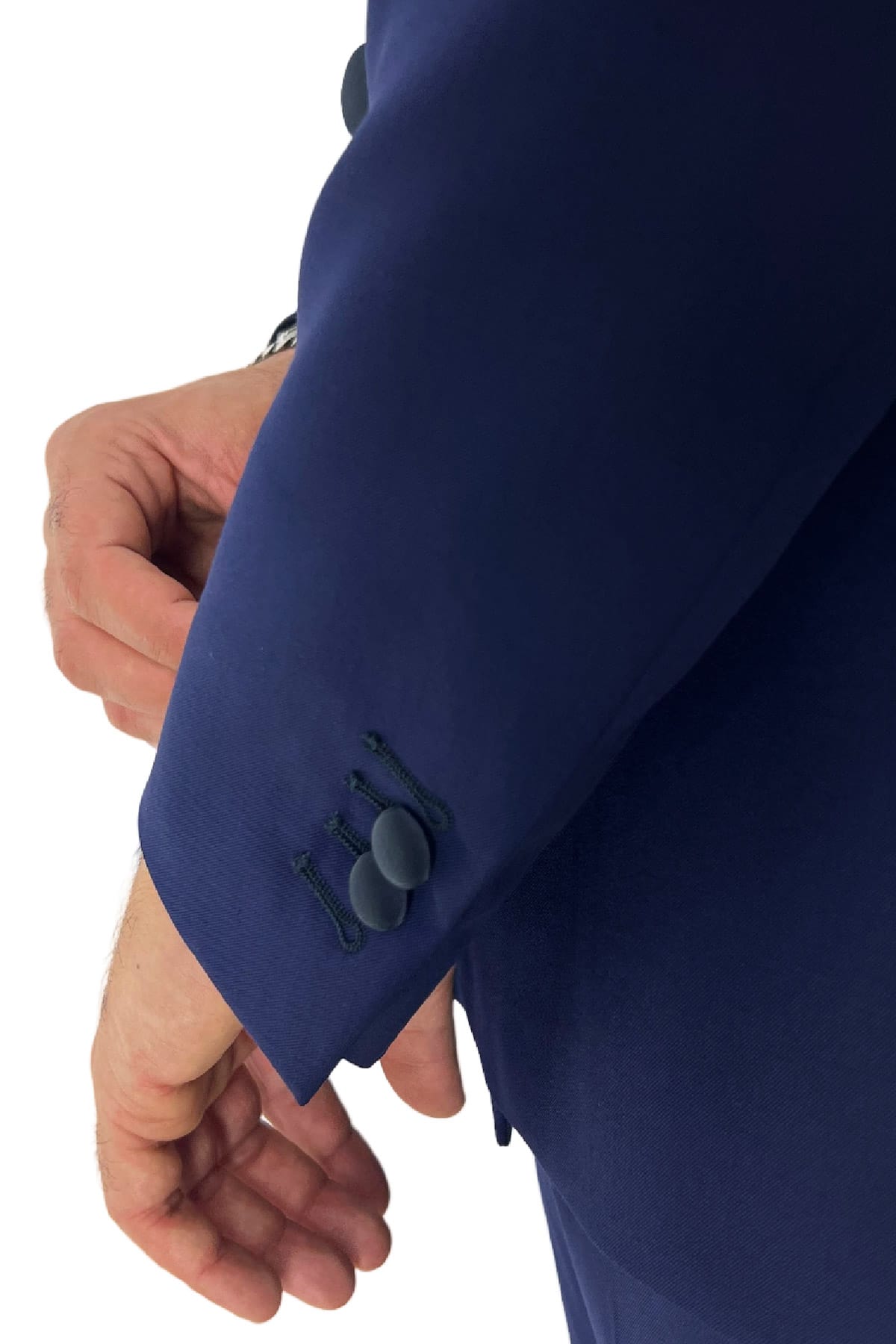 Abito smoking da uomo Doppiopetto royal blu rever a scialle blu in fresco lana 100% Vitale Barberis Canonico