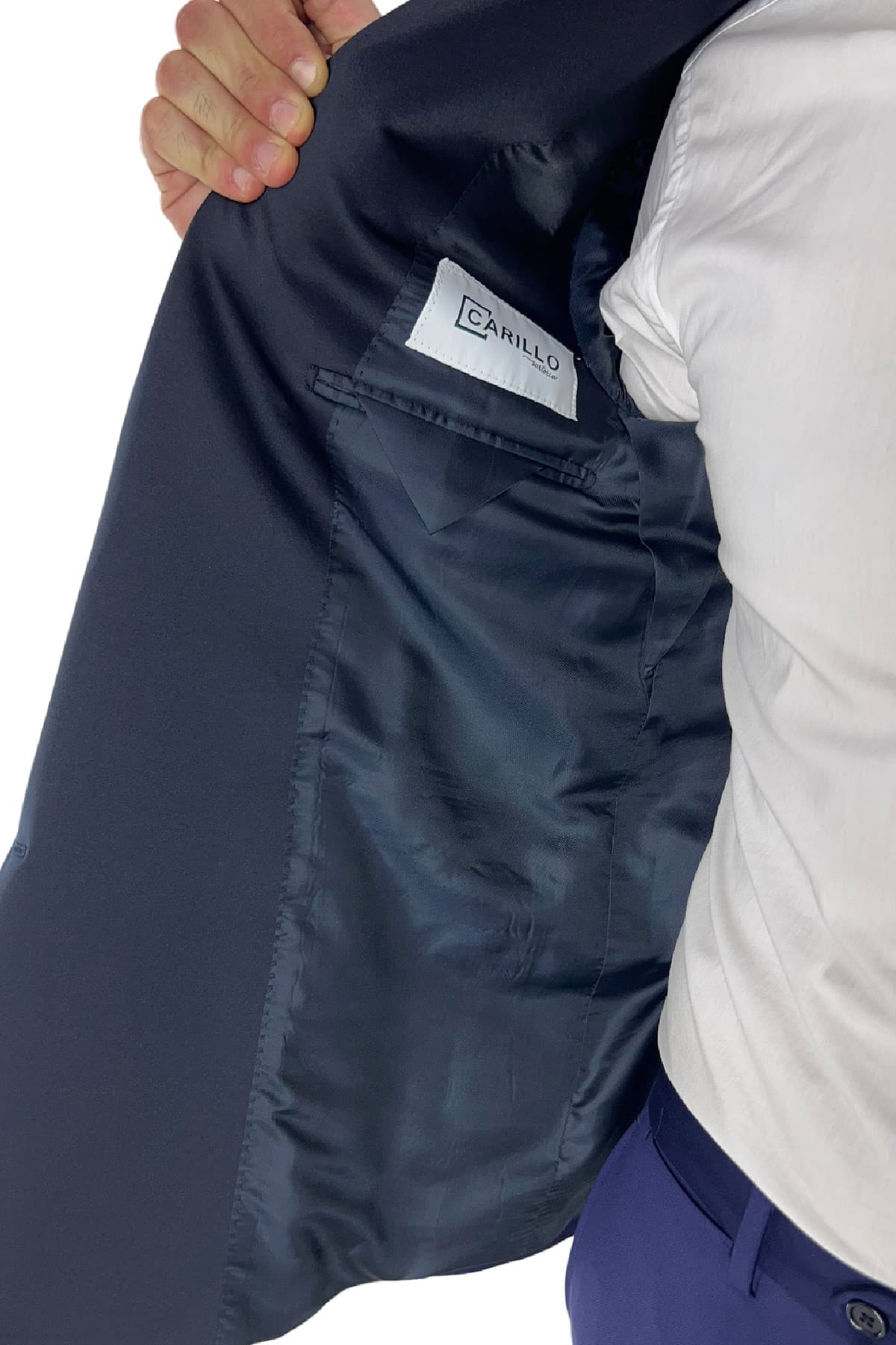 Giacca smoking da uomo Doppiopetto royal blu rever a scialle blu in fresco lana 100% Vitale Barberis Canonico