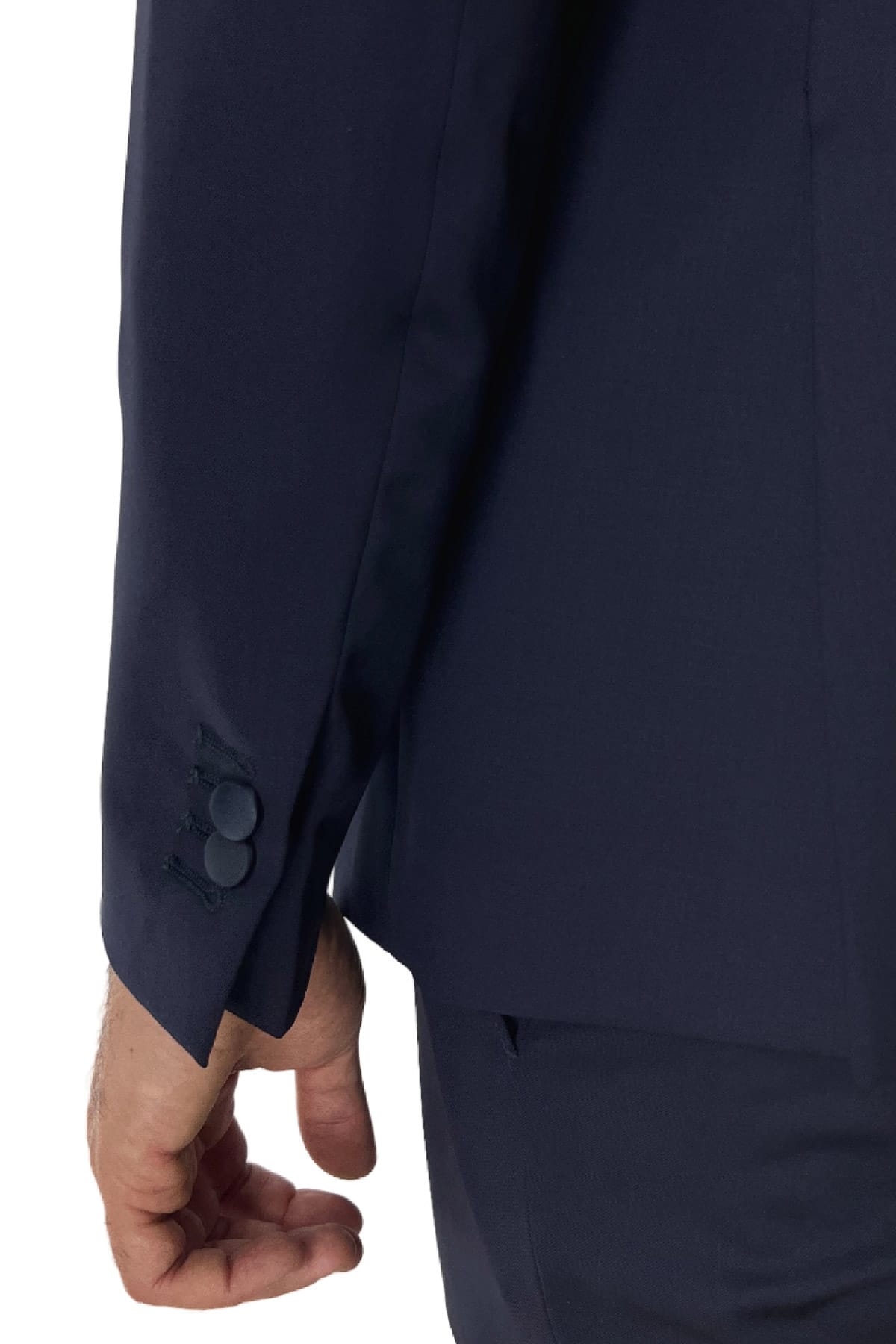 Abito smoking da uomo Doppiopetto blu navy rever a scialle blu in fresco lana 100% Vitale Barberis Canonico
