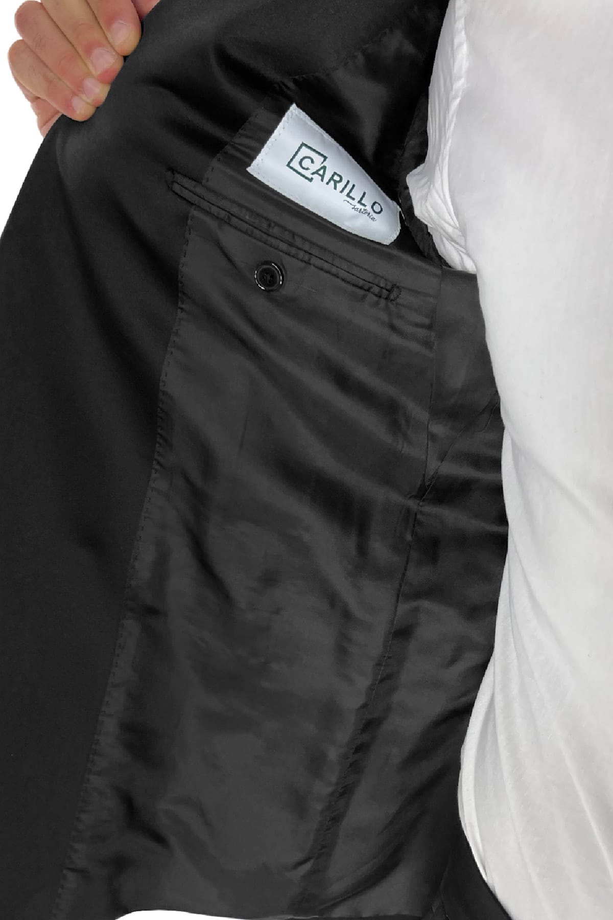 Giacca smoking da uomo Doppiopetto nera nido d'ape rever a scielle nero in fresco lana 100% Vitale Barberis Canonico