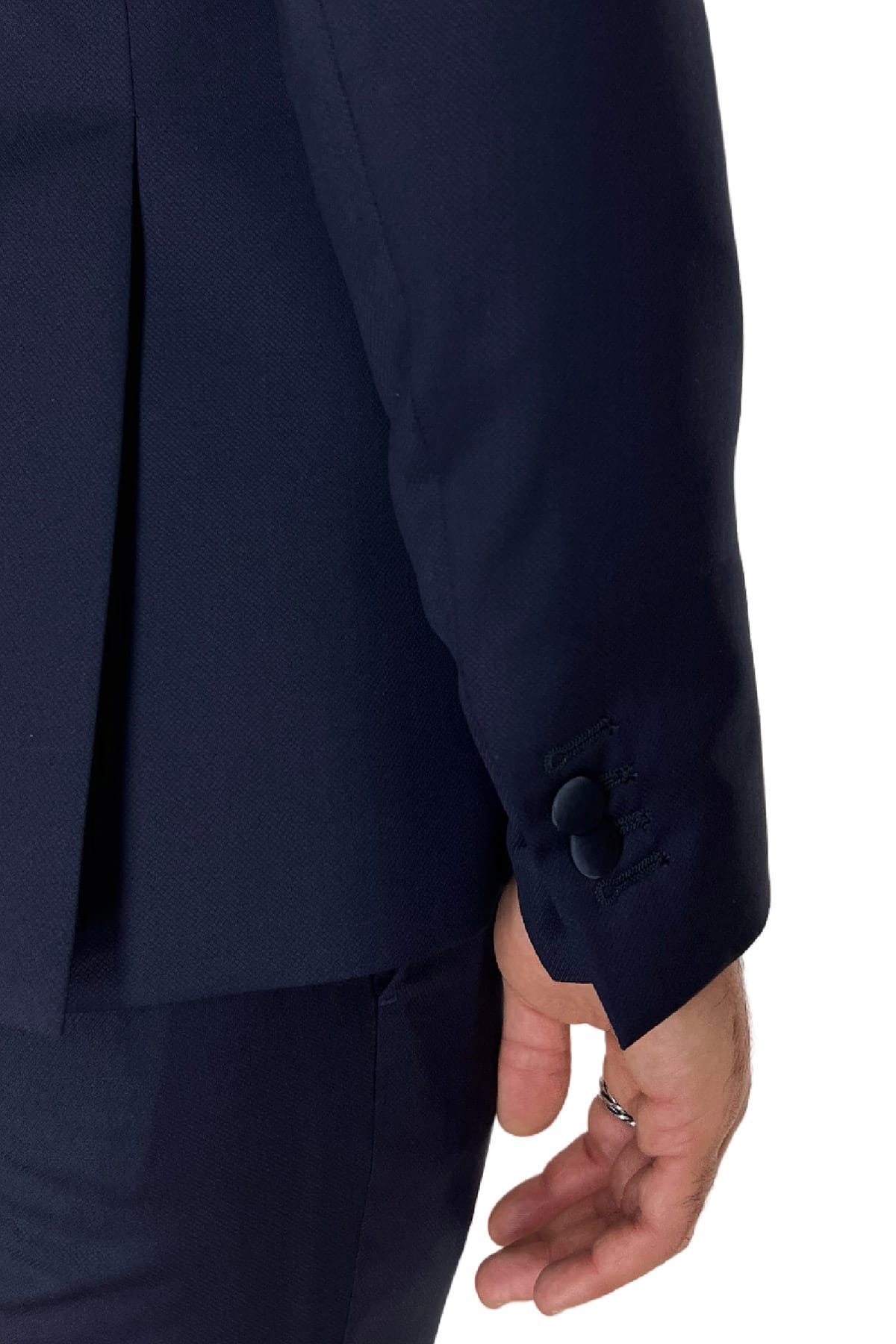 Abito smoking da uomo Doppiopetto blu nido d'ape rever a scialle blu in fresco lana 100% Vitale Barberis Canonico