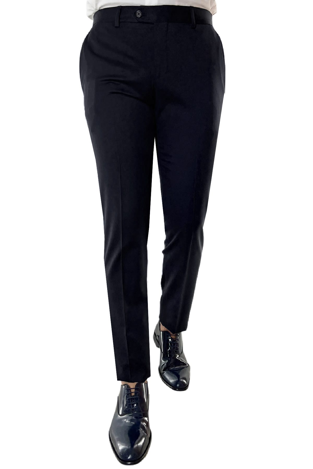 Pantalone uomo nero nido d'ape tasca america in fresco lana 100% Vitale Barberis Canonico