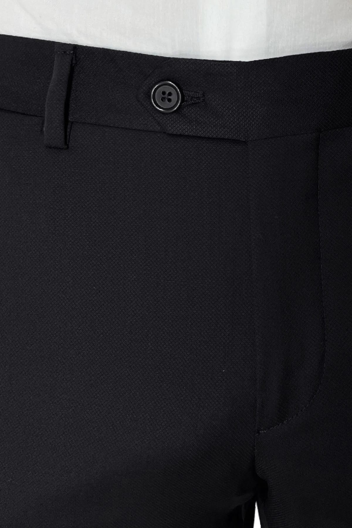 Pantalone uomo nero nido d'ape tasca america in fresco lana 100% Vitale Barberis Canonico