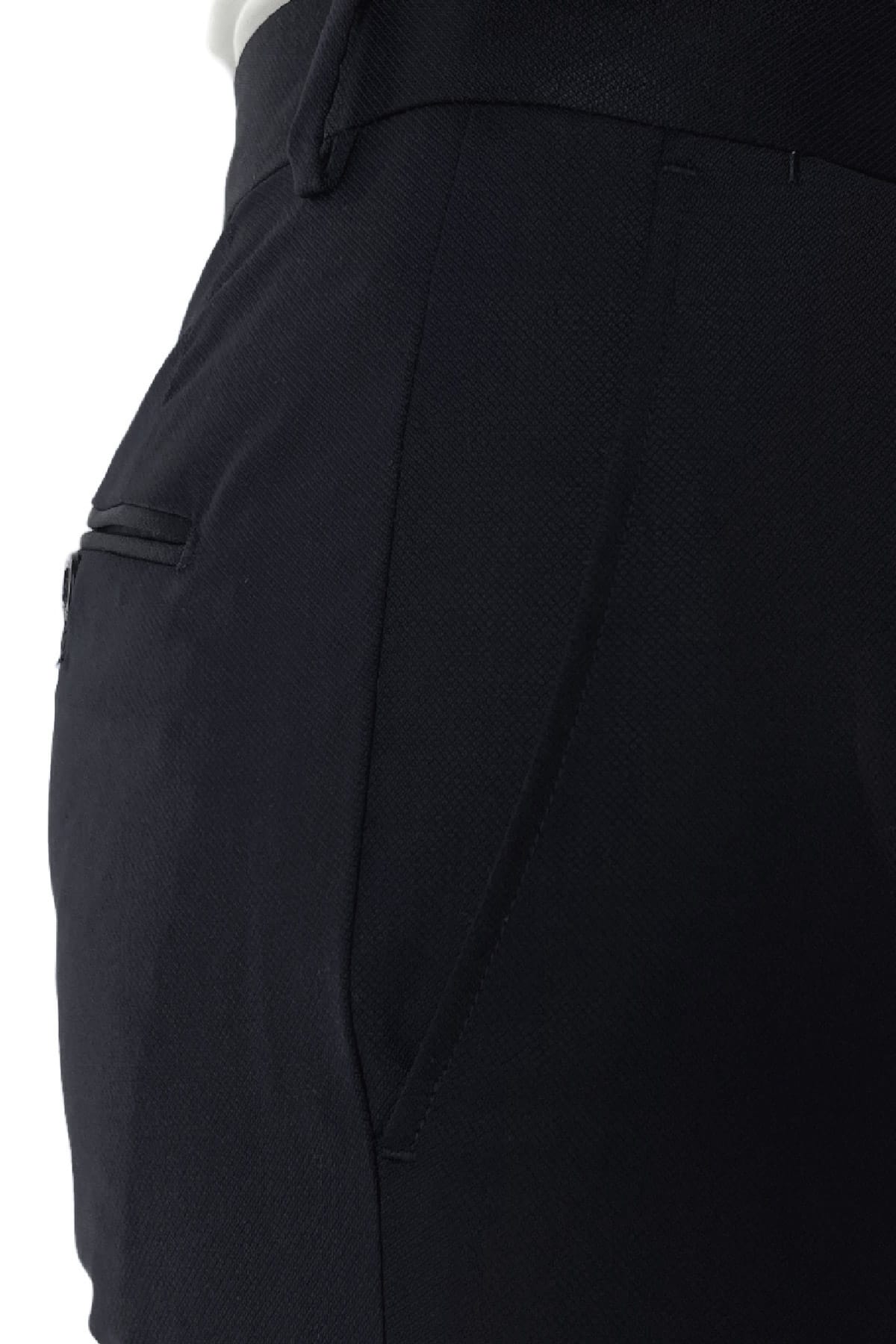 Pantalone uomo nero nido d'ape tasca america in fresco lana 100% Vitale Barberis Canonico