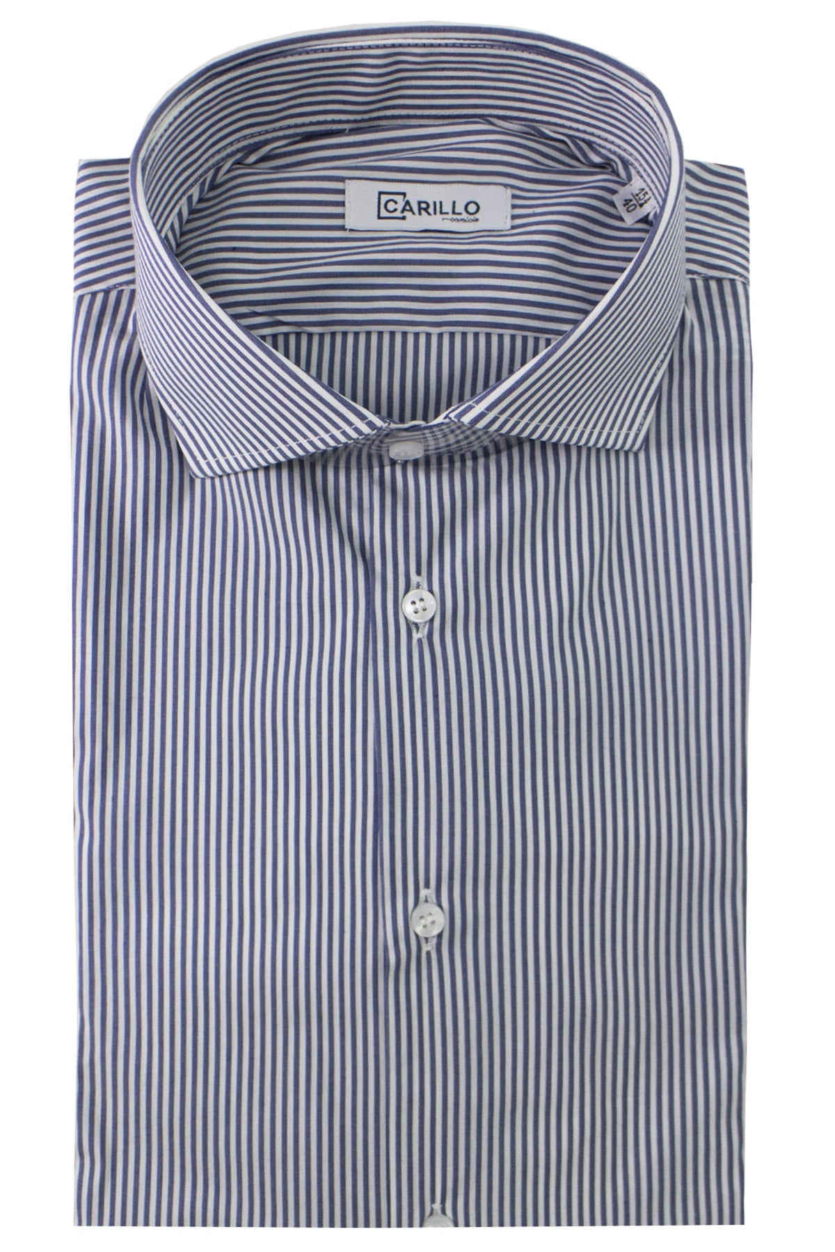 Camicia Uomo riga larga 100% cotone collo semi francese Regular Fit made in italy Casual e Elegante