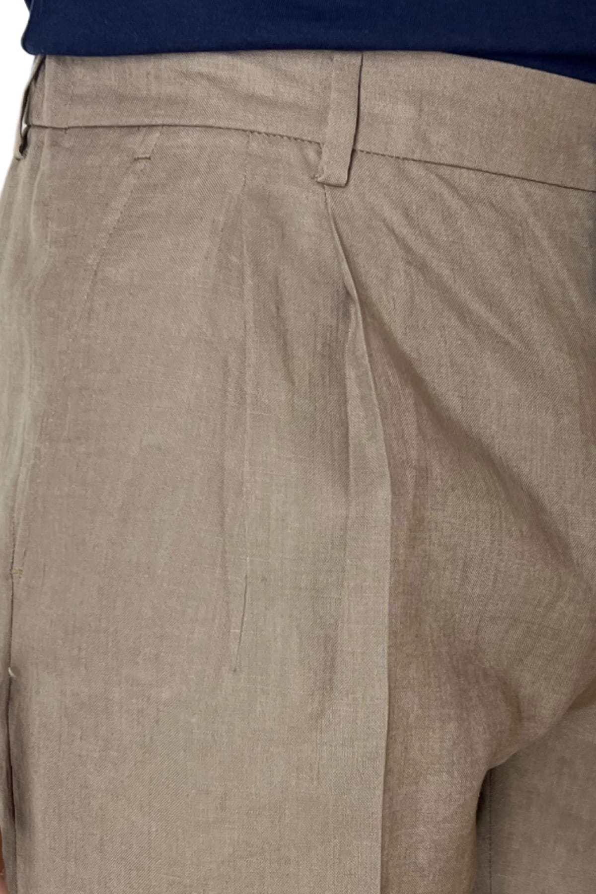 Bermuda uomo fango in lino 100% con mezza coulisse doppia pinces e tasca america