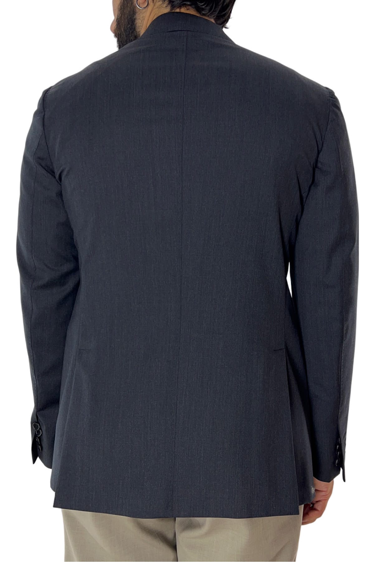 Giacca uomo monopetto grigio scuro in fresco lana 240 grammi Vitale Barberis Canonico