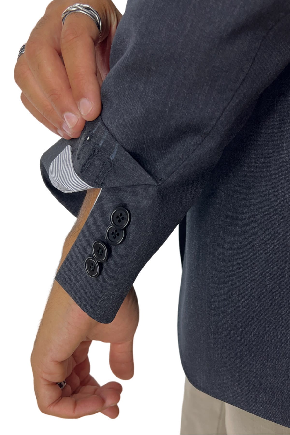 Giacca uomo monopetto grigio scuro in fresco lana 240 grammi Vitale Barberis Canonico