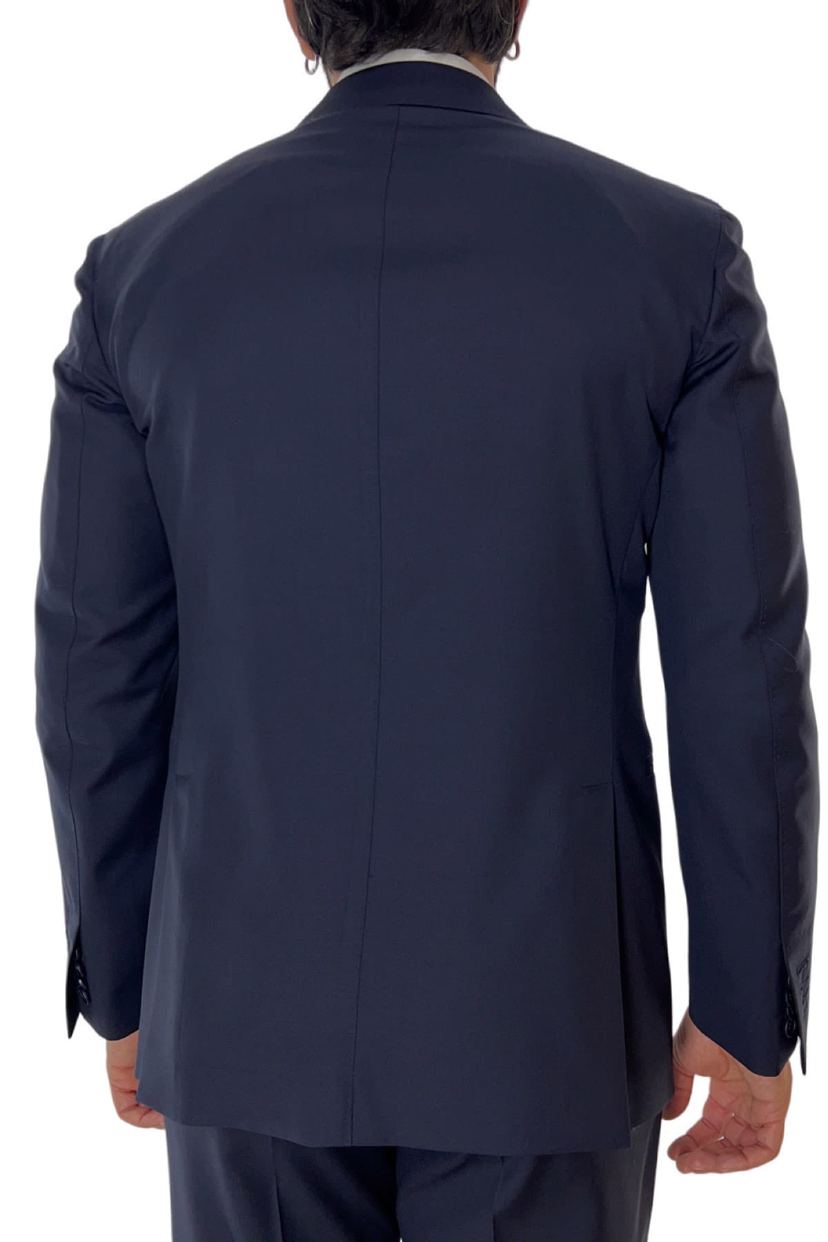 Giacca uomo monopetto navy blu rever a lancia larga in fresco lana 120's Holland & Sherry