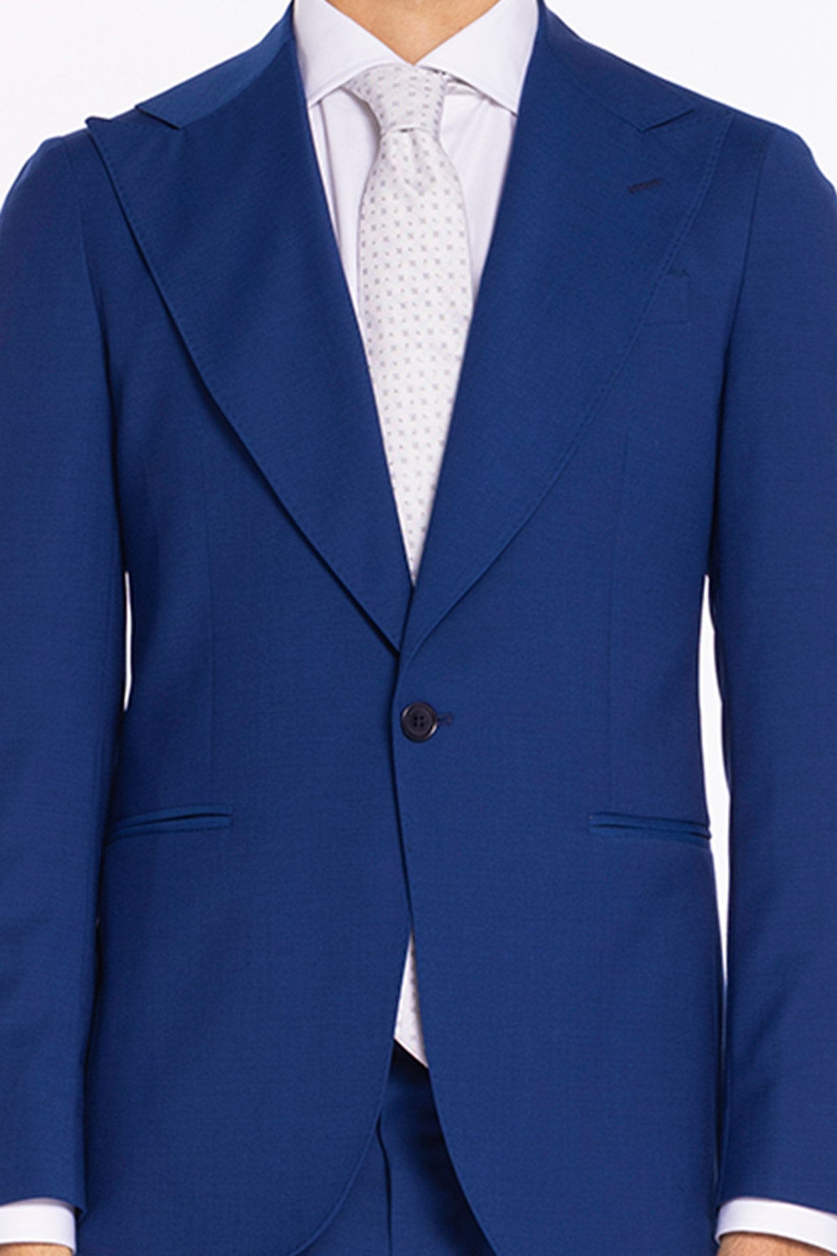 Giacca uomo monopetto Bluette rever a lancia larga in fresco lana tinta unita tasche a filo