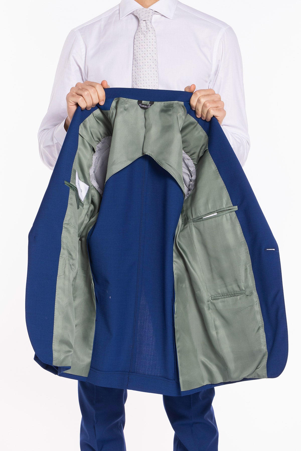 Giacca uomo monopetto Bluette rever a lancia larga in fresco lana tinta unita tasche a filo