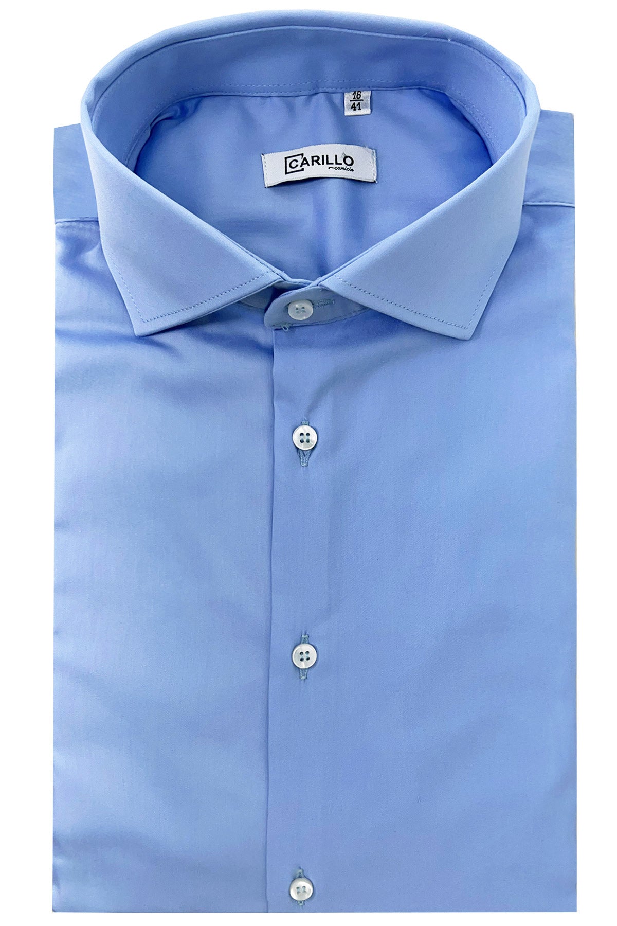 Camicia Uomo extra slim fit cotone Elastico Collo semi francese tinta unita sartoriale