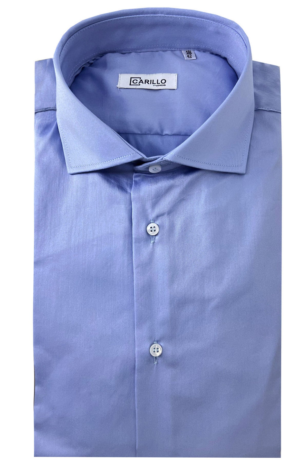 Camicia Uomo extra slim fit cotone Elastico Collo semi francese tinta unita sartoriale