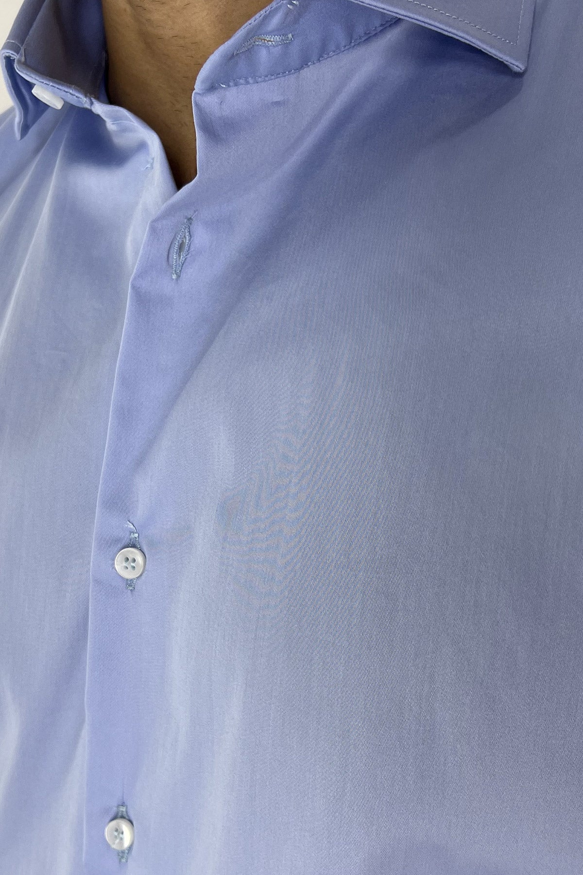 Camicia Uomo extra slim fit cotone Elastico Collo semi francese tinta unita sartoriale