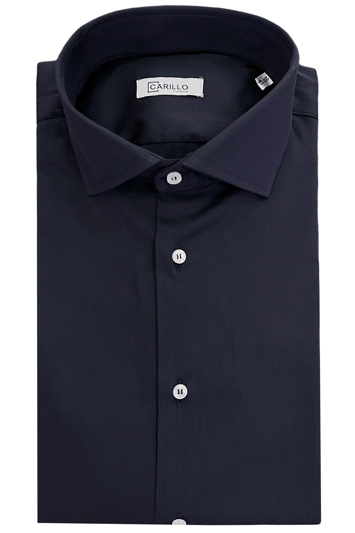 Camicia Uomo extra slim fit cotone Elastico Collo semi francese tinta unita sartoriale