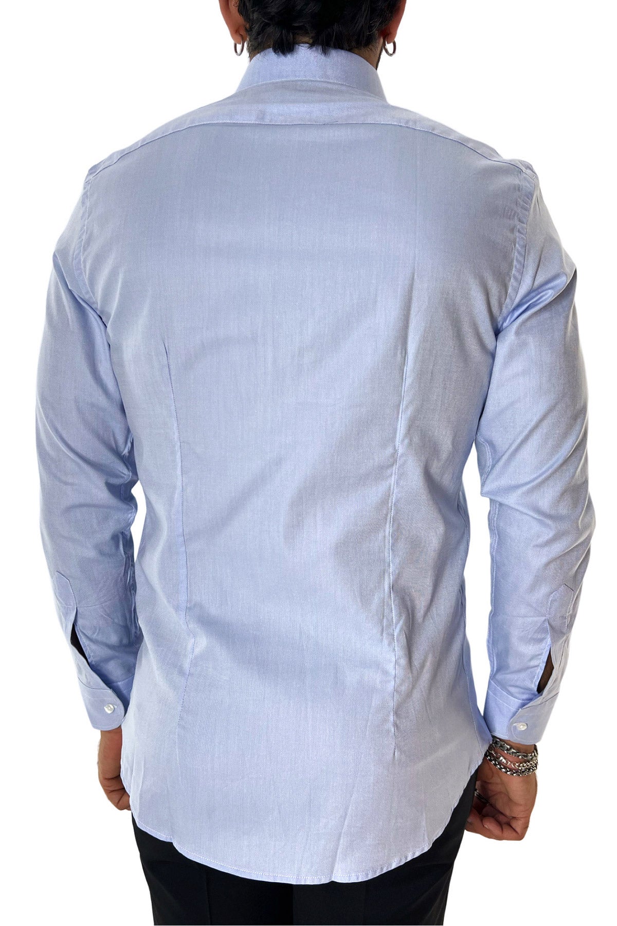 Camicia Uomo oxford nido d'ape extra slim fit 100% cotone Collo semi francese Made In Italy