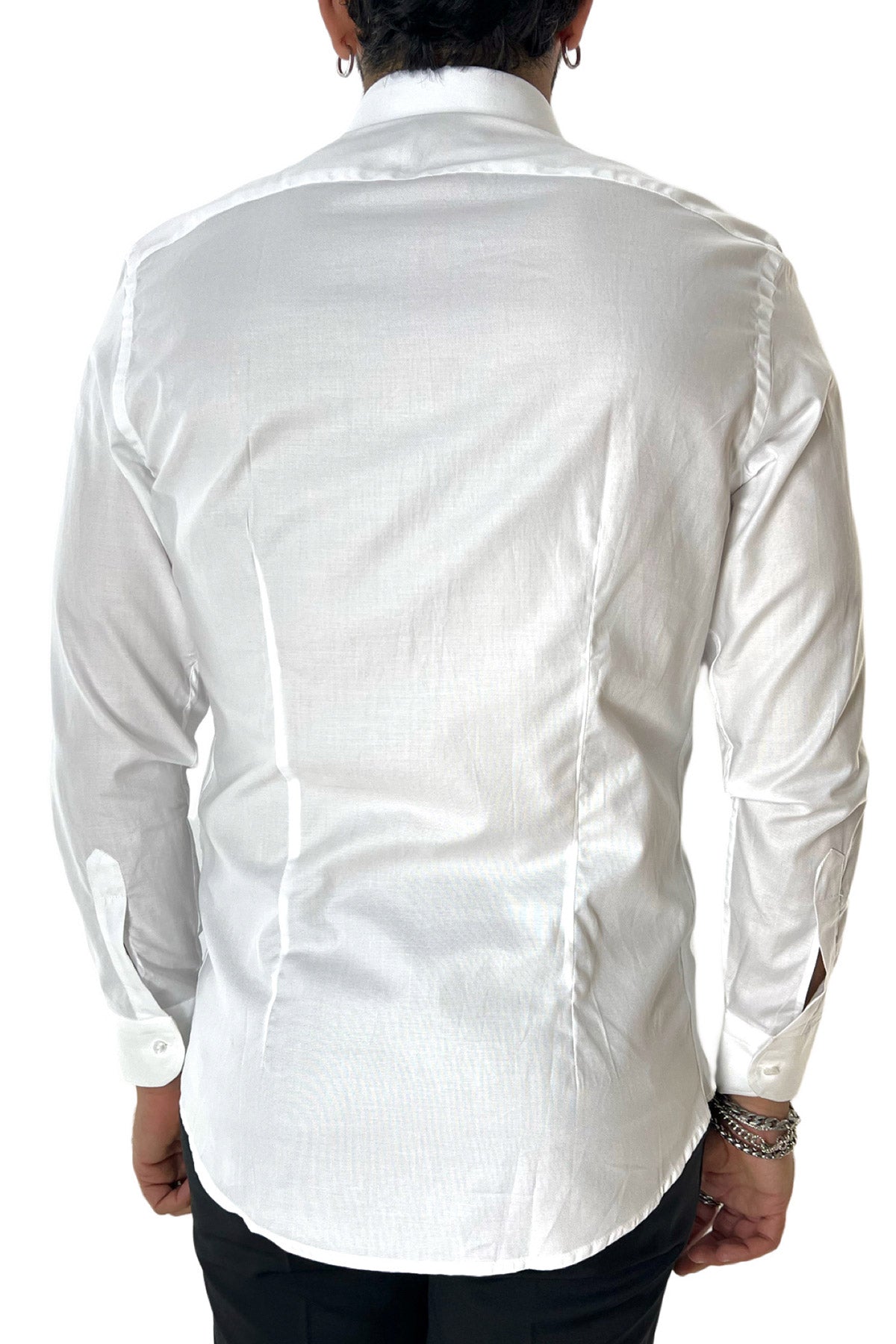 Camicia Uomo oxford nido d'ape extra slim fit 100% cotone Collo semi francese Made In Italy