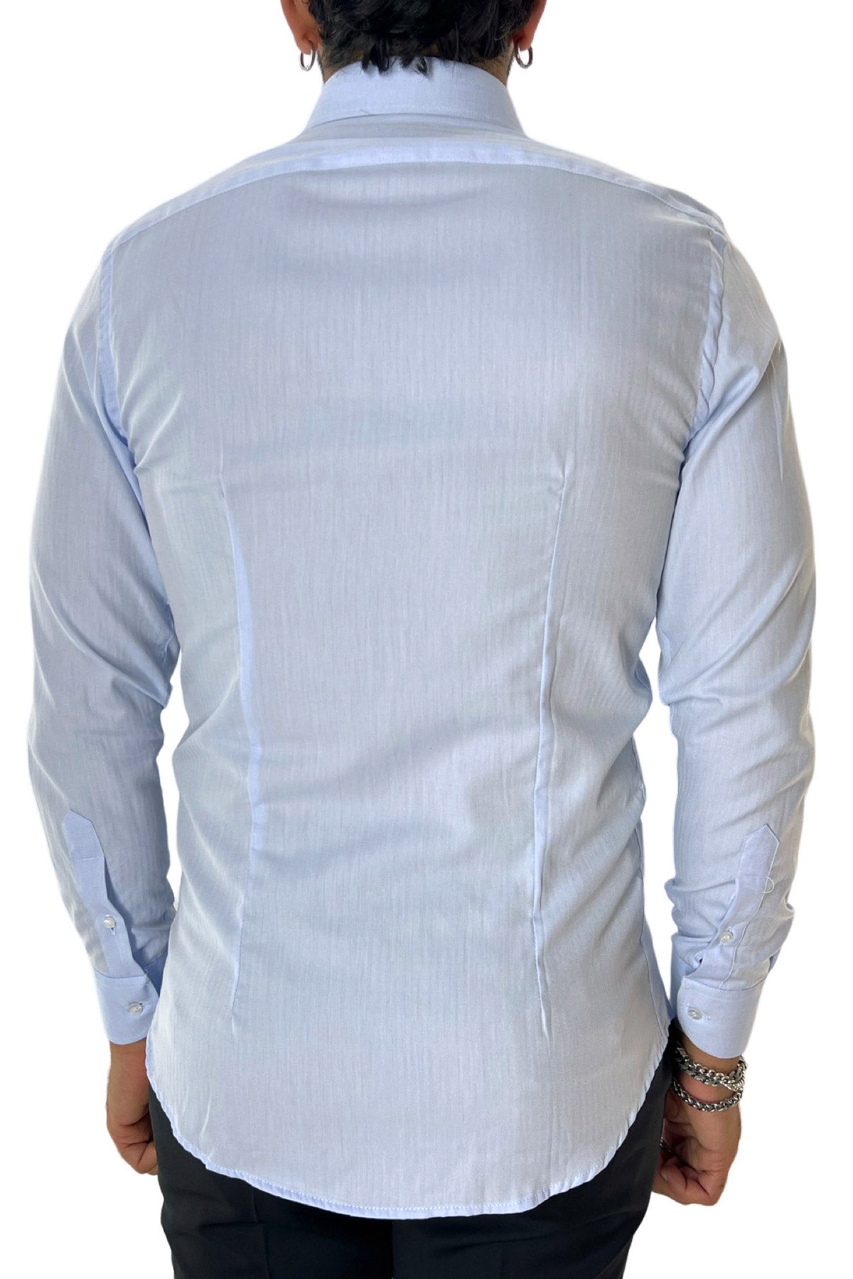 Camicia Uomo oxford nido d'ape extra slim fit 100% cotone Collo semi francese Made In Italy