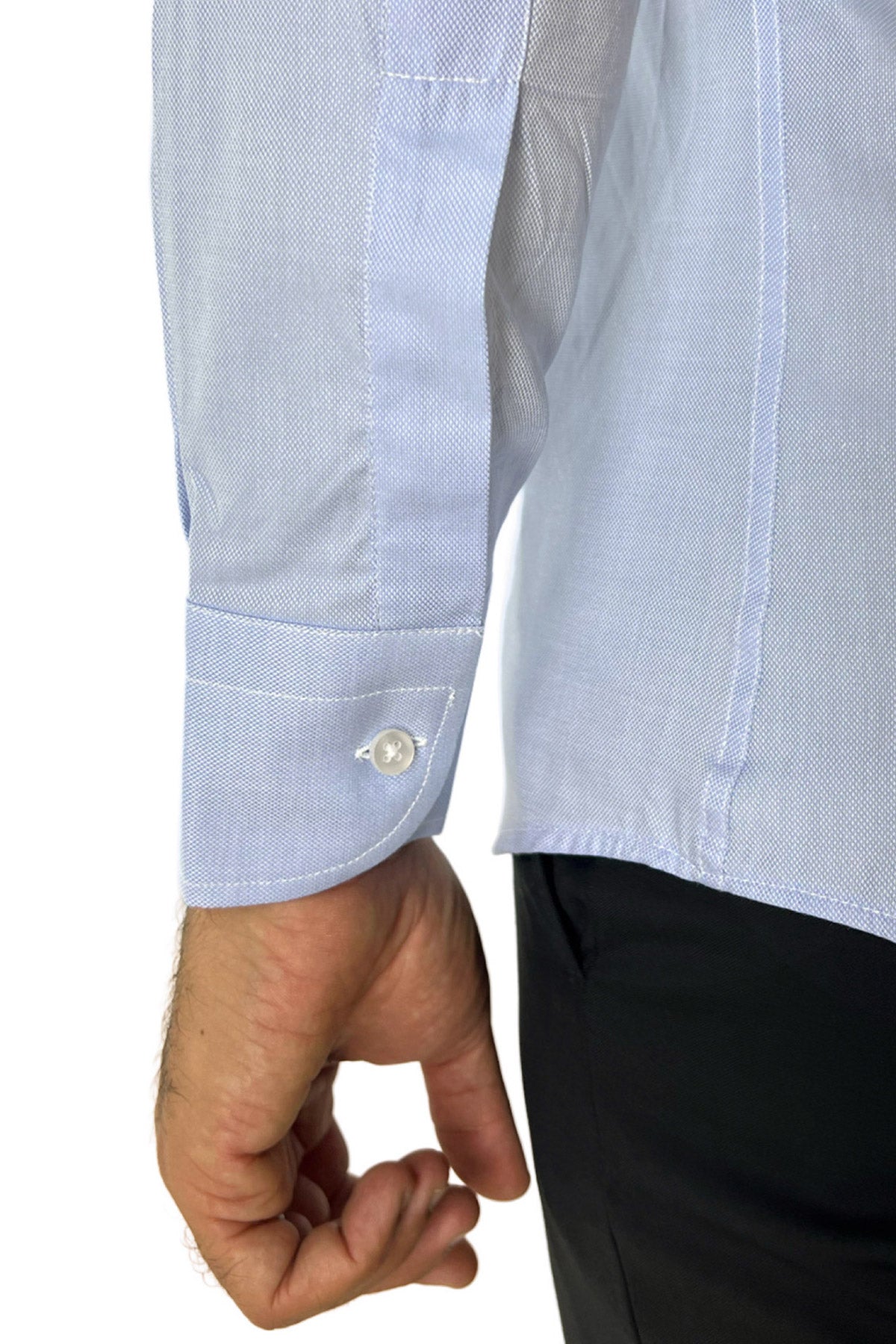 Camicia Uomo oxford nido d'ape extra slim fit 100% cotone Collo semi francese Made In Italy