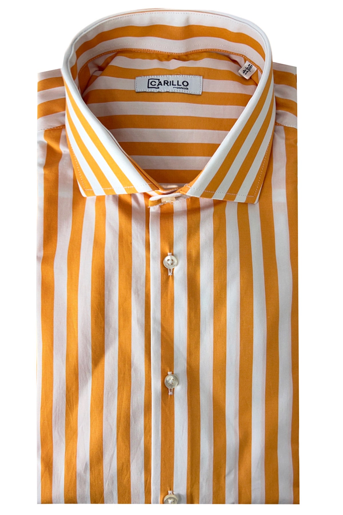 Camicia Uomo Righe Larghe extra slim fit 100% cotone Collo semi francese Made In Italy