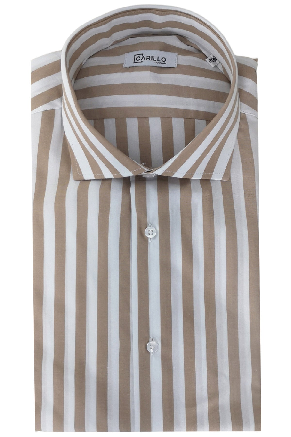 Camicia Uomo Righe Larghe extra slim fit 100% cotone Collo semi francese Made In Italy