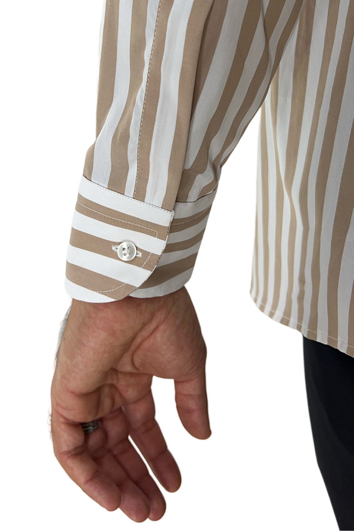 Camicia Uomo Righe Larghe extra slim fit 100% cotone Collo semi francese Made In Italy