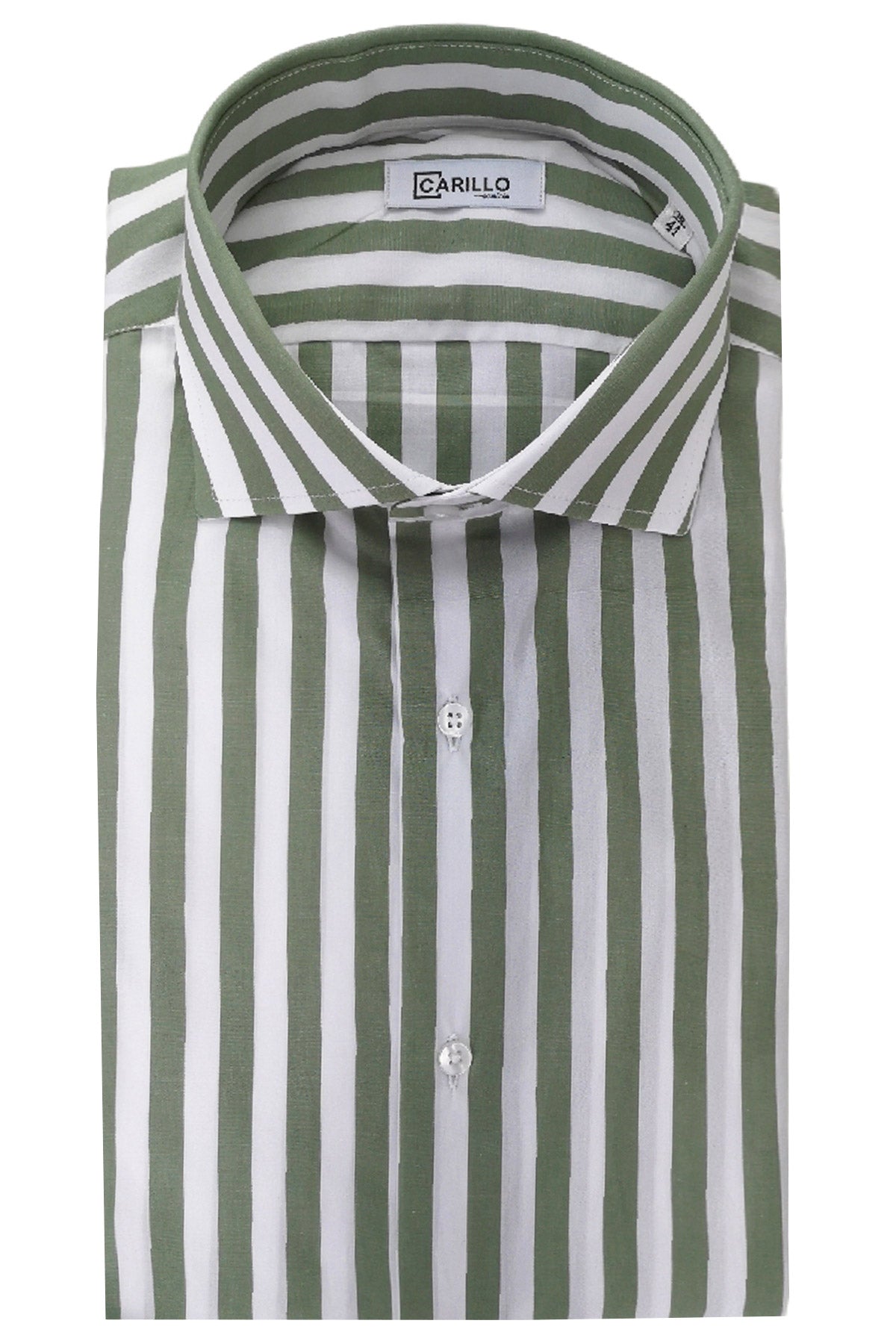 Camicia Uomo Righe Larghe extra slim fit 100% cotone Collo semi francese Made In Italy