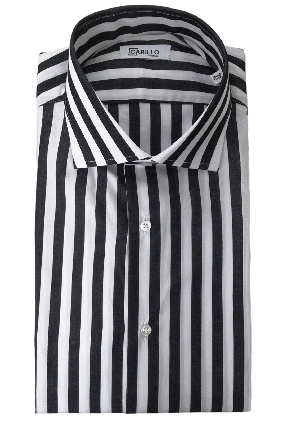 Camicia Uomo Righe Larghe extra slim fit 100% cotone Collo semi francese Made In Italy