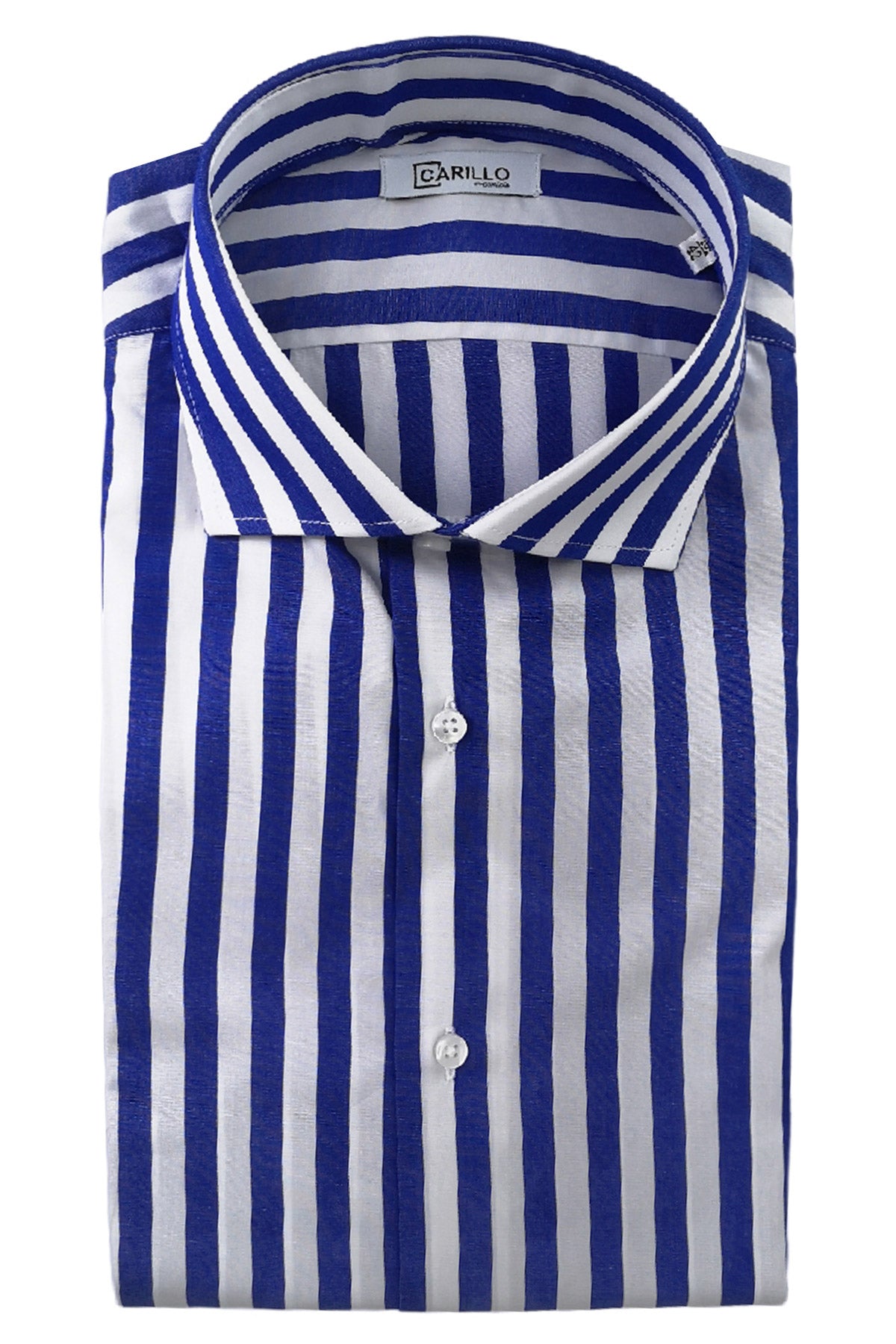 Camicia Uomo Righe Larghe extra slim fit 100% cotone Collo semi francese Made In Italy