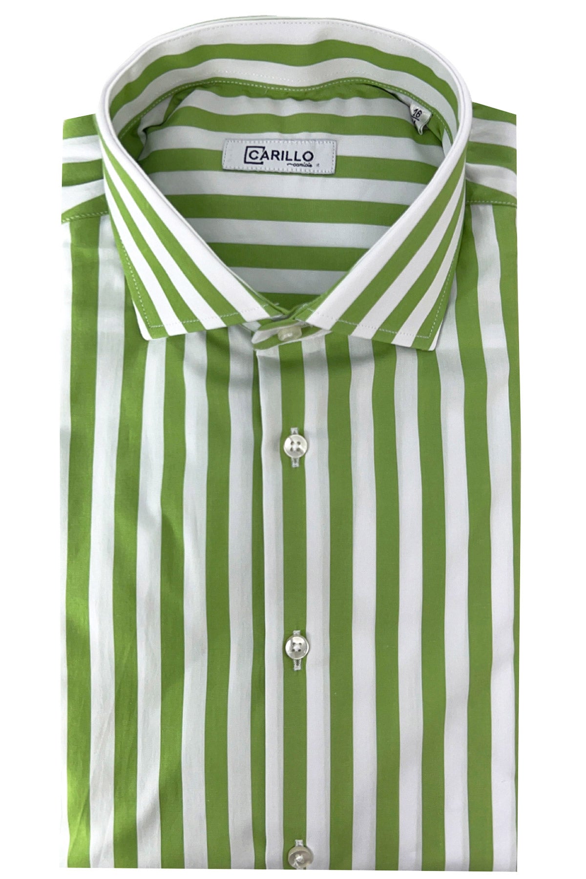 Camicia Uomo Righe Larghe extra slim fit 100% cotone Collo semi francese Made In Italy