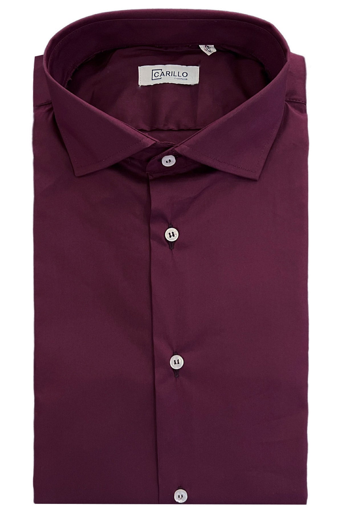 Camicia Uomo extra Slim fit cotone Elastico Collo semi francese tinta unita