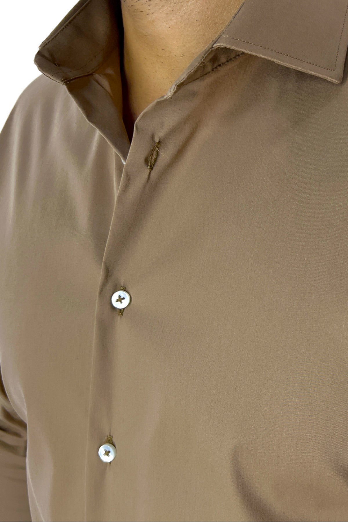 Camicia Uomo extra Slim fit cotone Elastico Collo semi francese tinta unita