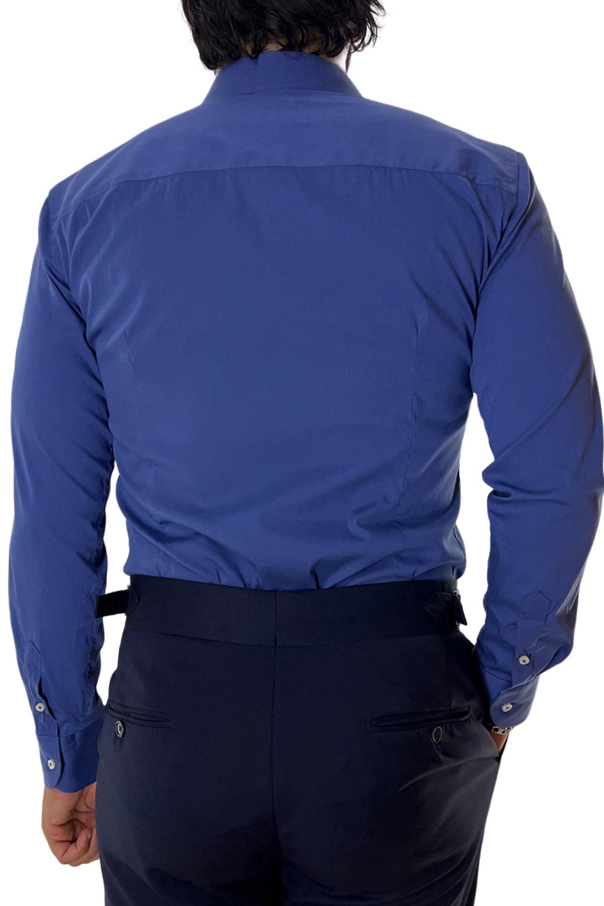 Camicia Uomo extra Slim fit cotone Elastico Collo semi francese tinta unita