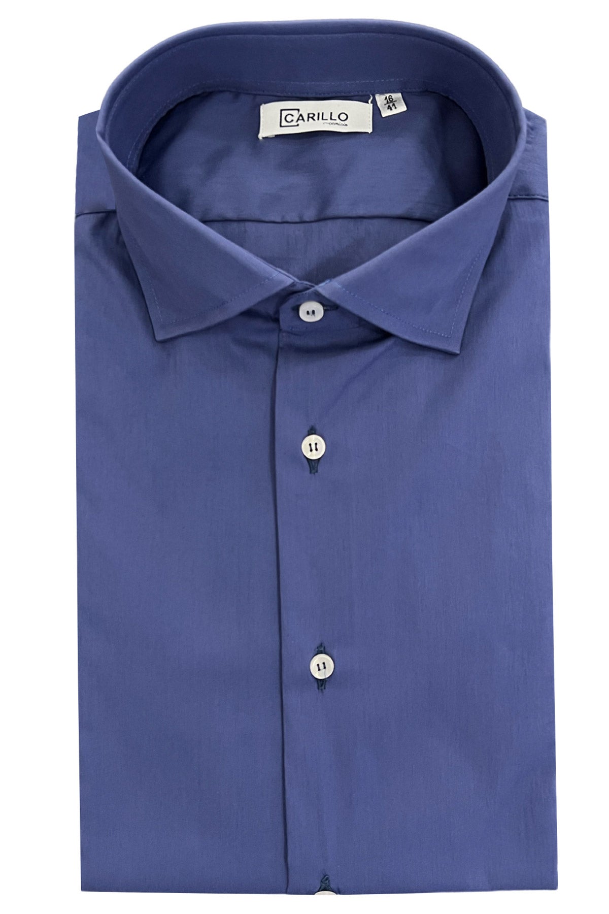 Camicia Uomo extra Slim fit cotone Elastico Collo semi francese tinta unita