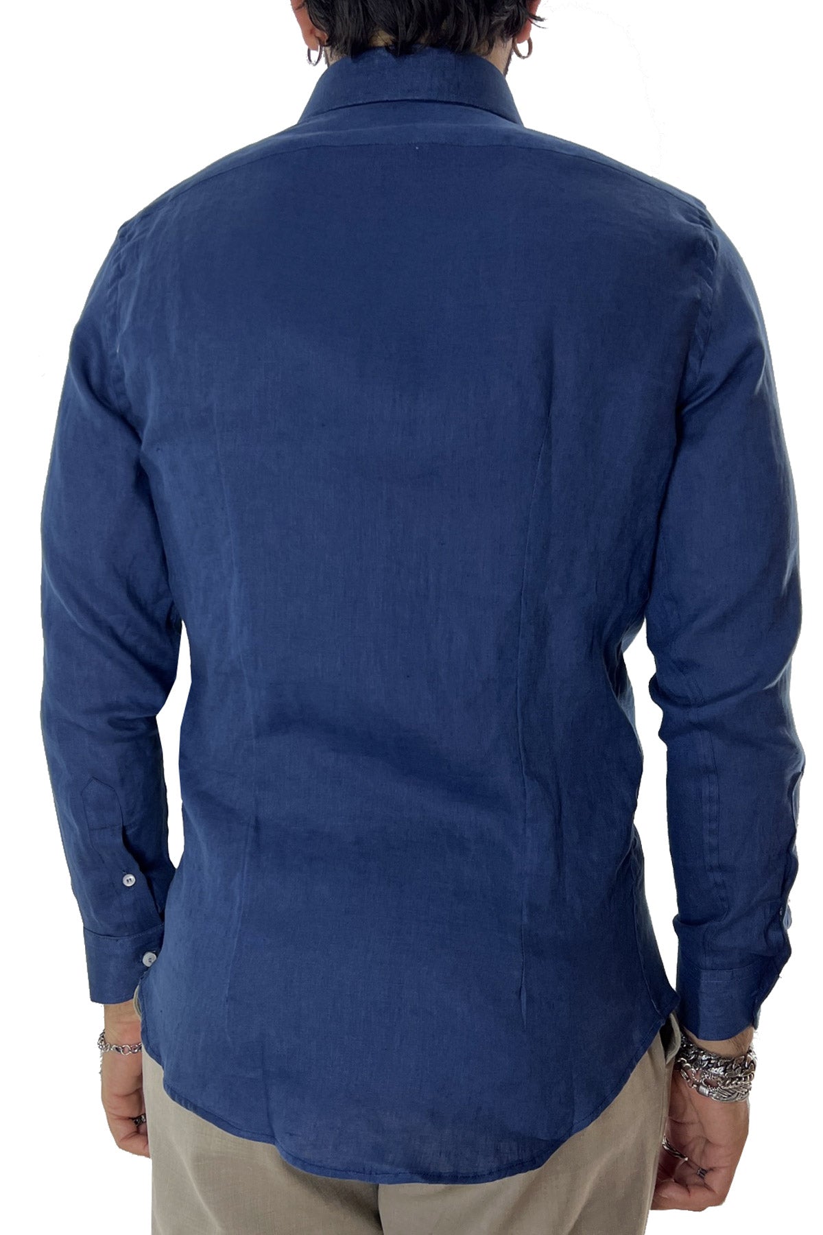 Camicia Uomo extra Slm fit 100% lino Collo semi francese tinta unita