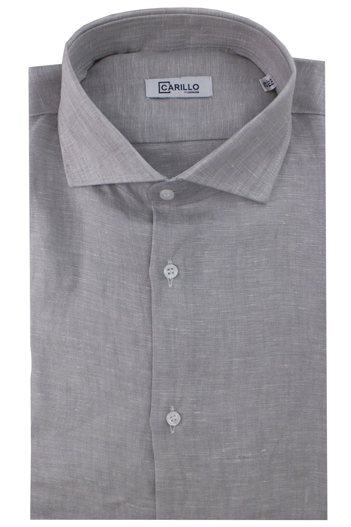 Camicia Uomo extra Slm fit 100% lino effetto melange Collo semi francese tinta unita