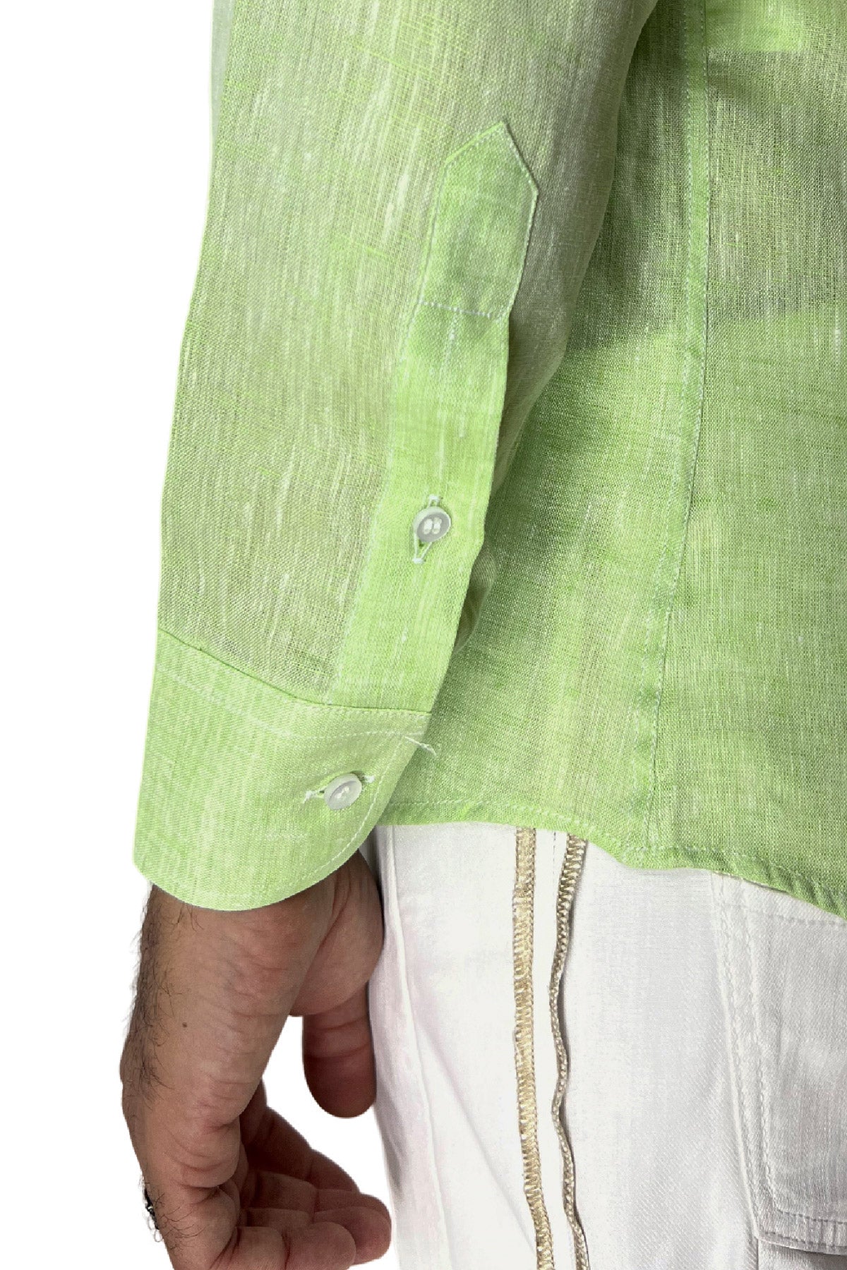Camicia Uomo extra Slm fit 100% lino effetto melange Collo semi francese tinta unita