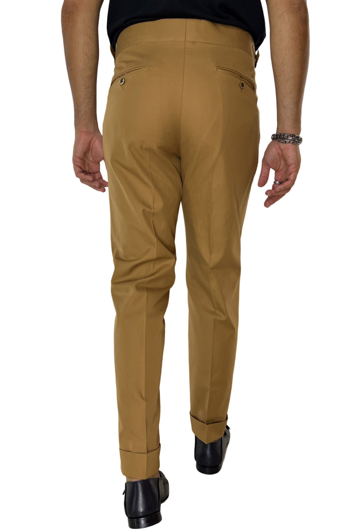 Pantalone uomo coccio vita alta doppia pinces in cotone 100% Holland & Sherry