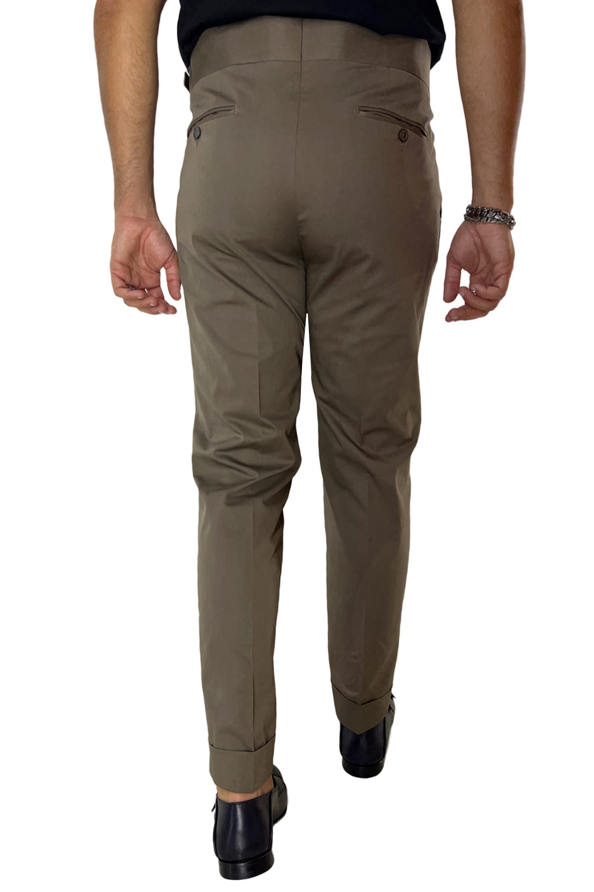 Pantalone uomo fango vita alta modello biforcato in cotone Holland & Sherry