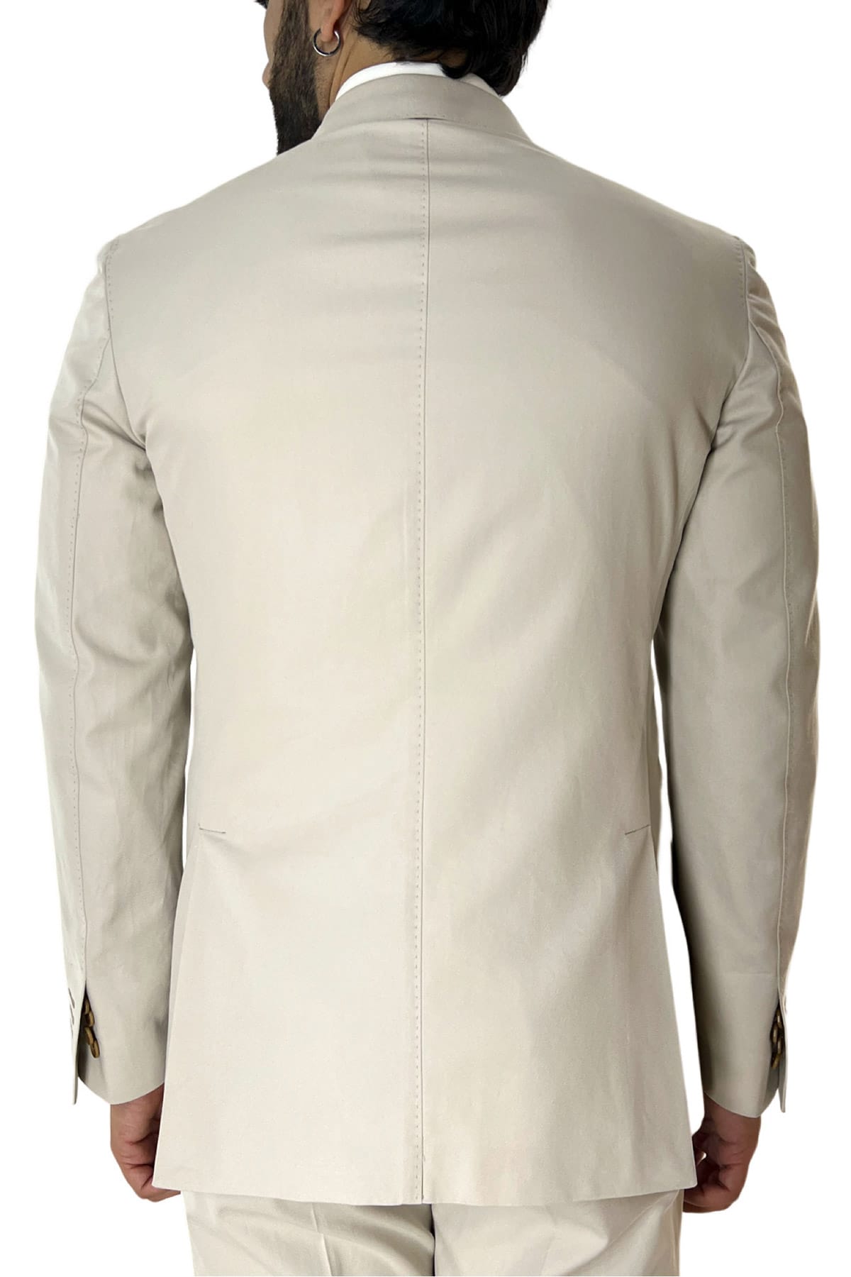 Giacca uomo doppiopetto beige rever a lancia larga in cotone 100% Holland & Sherry