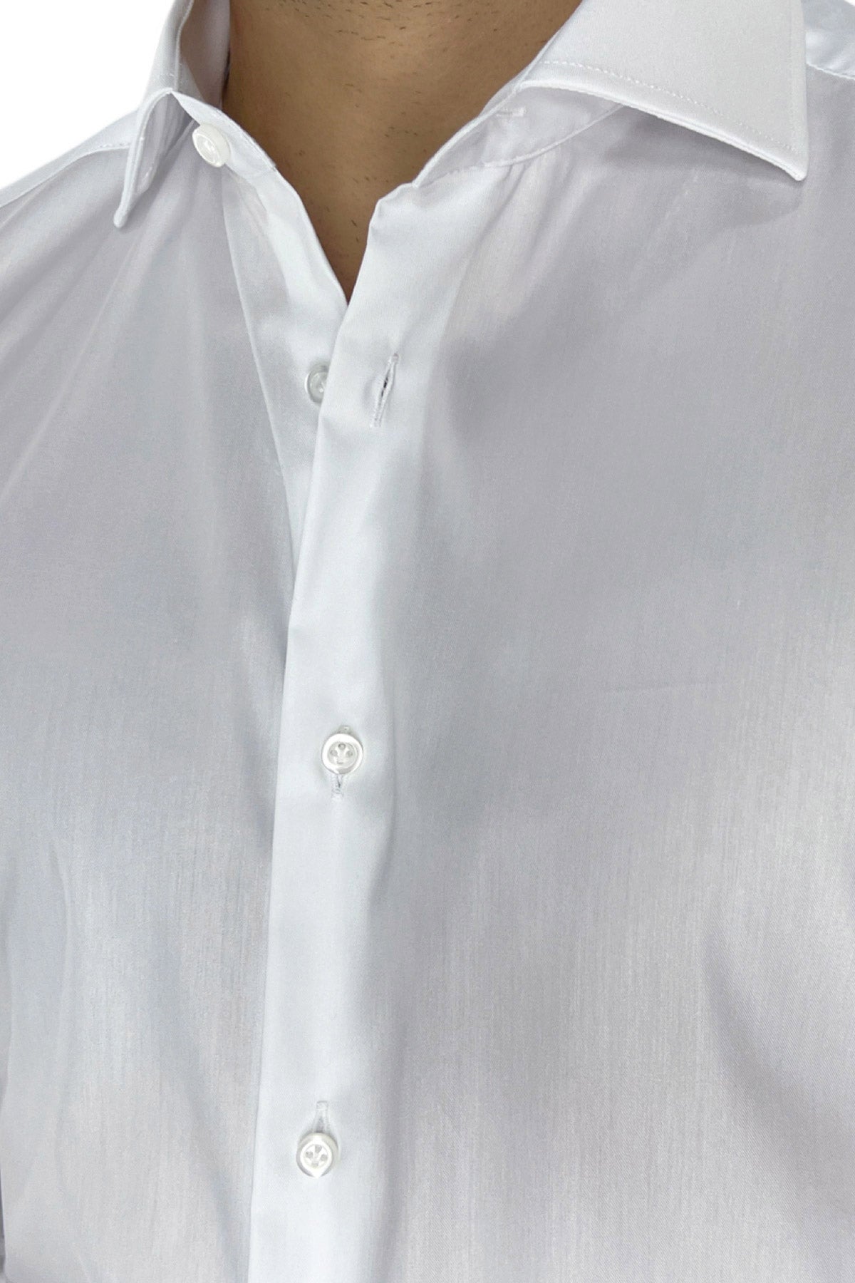 Camicia Uomo slim fit cotone Elastico Collo semi francese tinta unita sartoriale