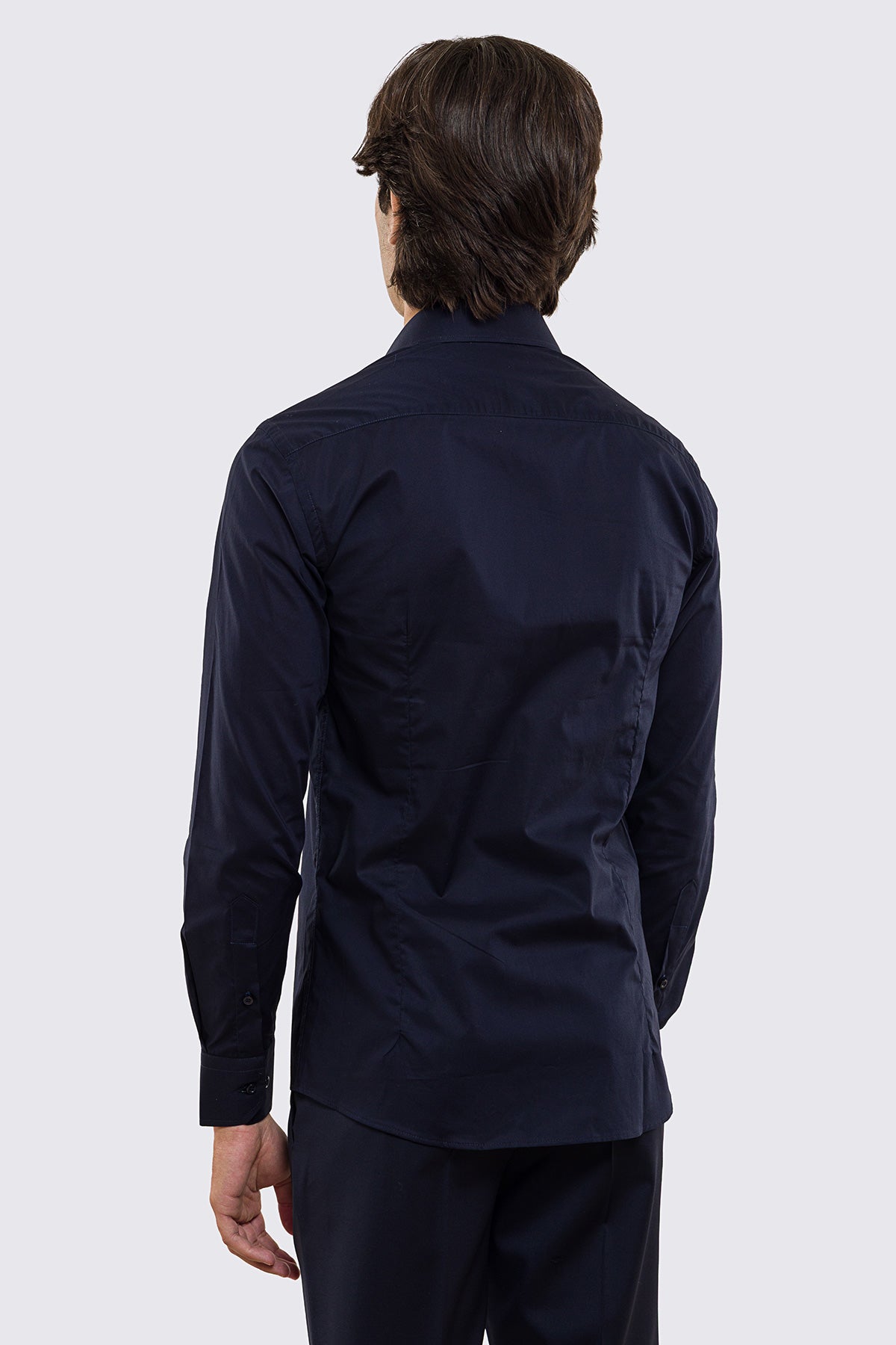 Camicia Uomo Slim fit 100% cotone morbido Collo semi francese tinta unita