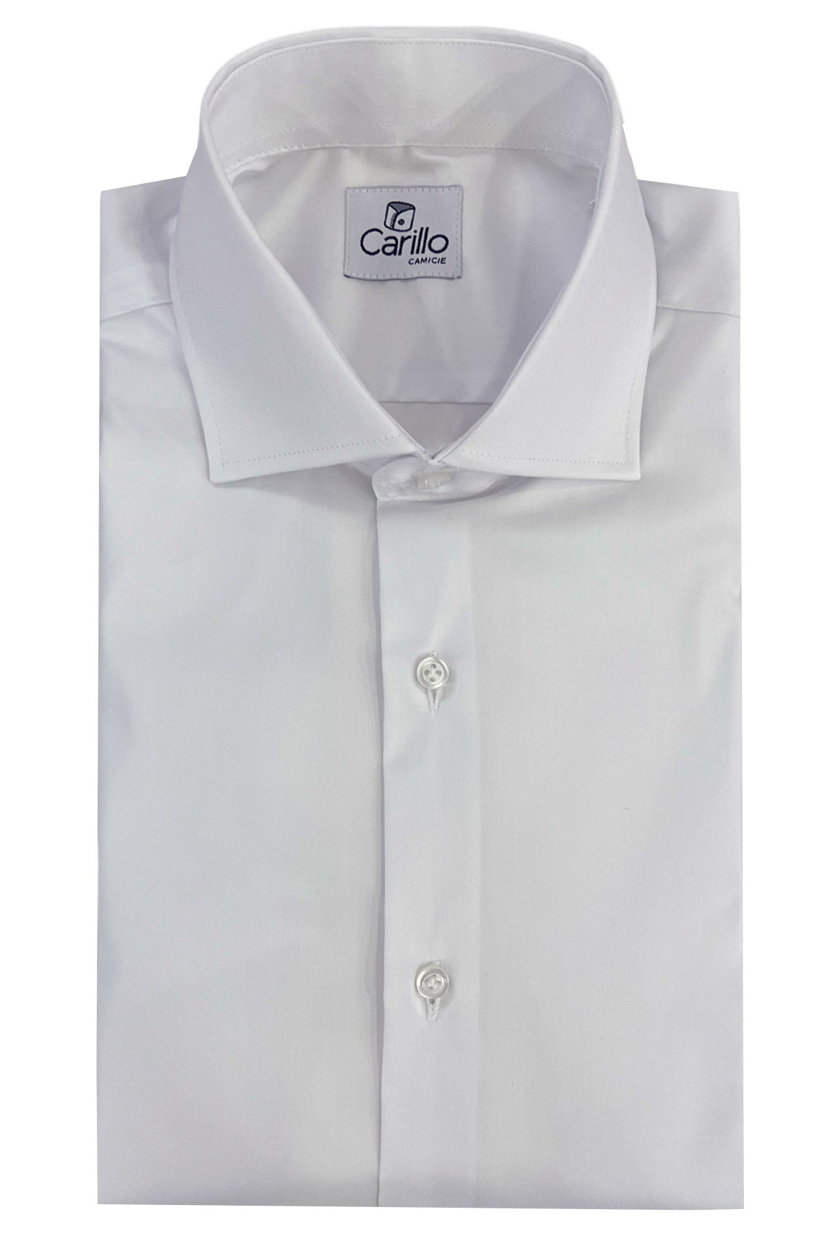 Camicia Uomo Regular fit cotone elastico Collo semi francese tinta unita made in italy