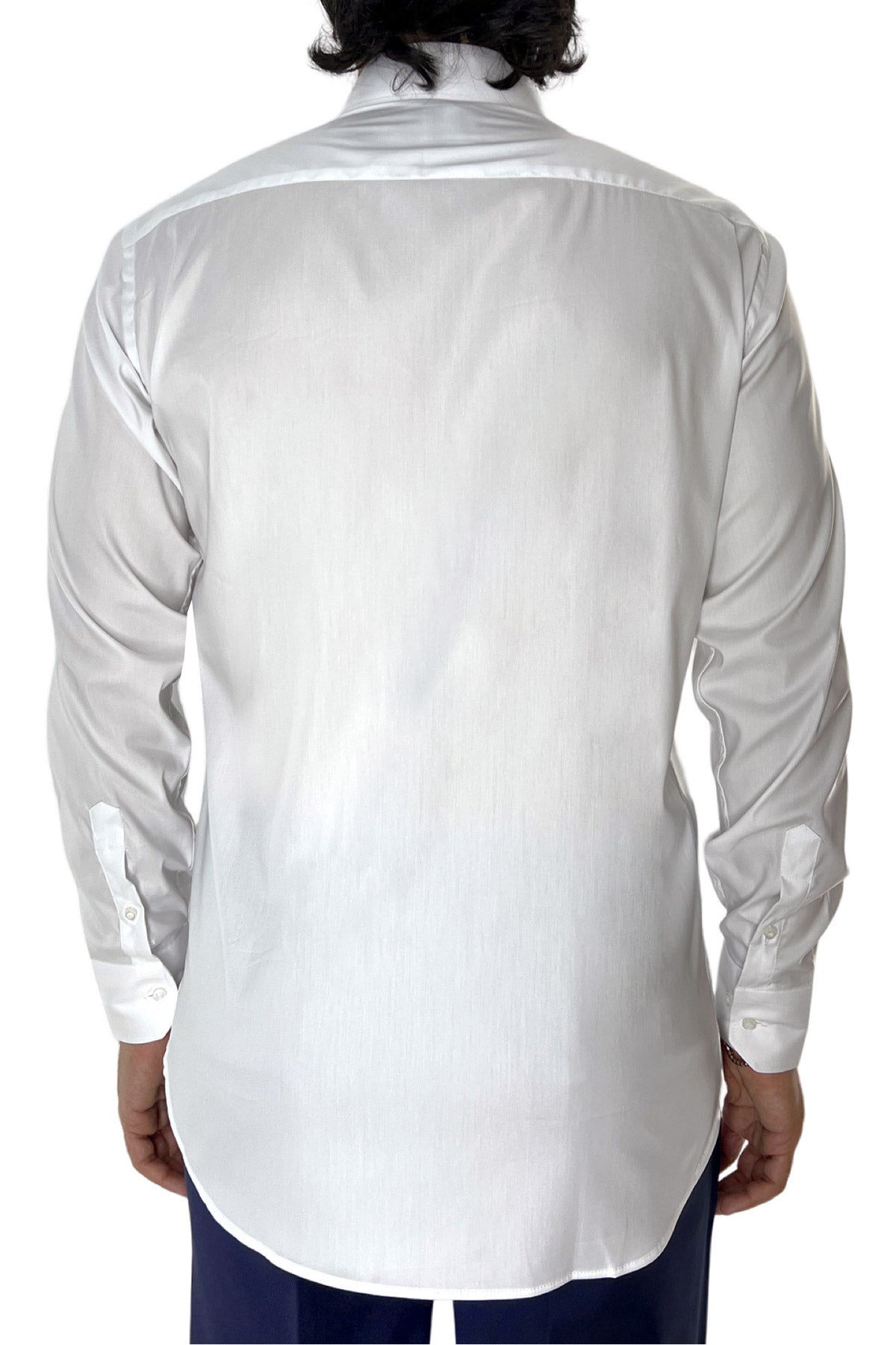 Camicia Uomo Regular fit cotone elastico Collo semi francese tinta unita made in italy