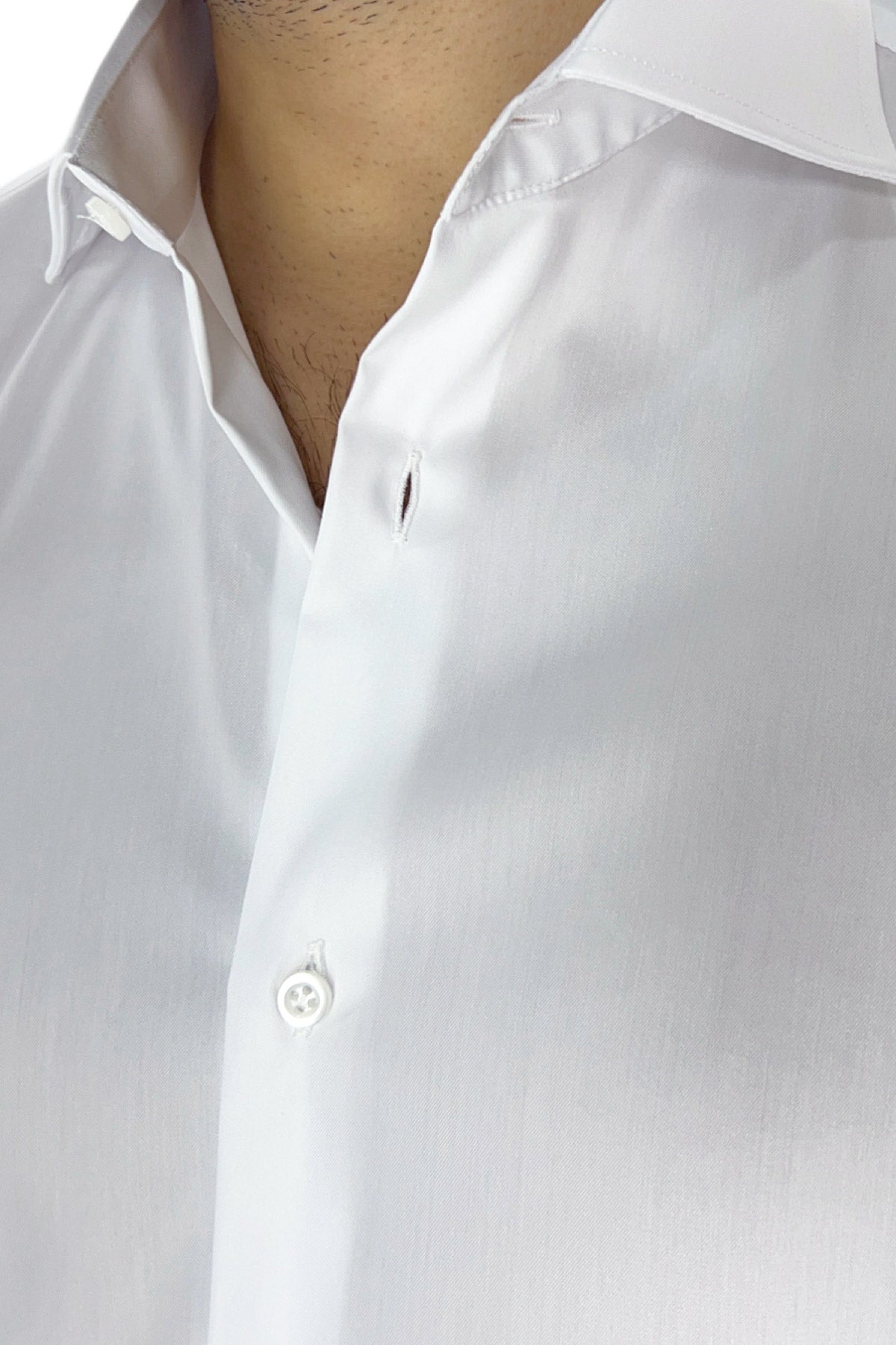 Camicia Uomo Regular fit cotone elastico Collo semi francese tinta unita made in italy