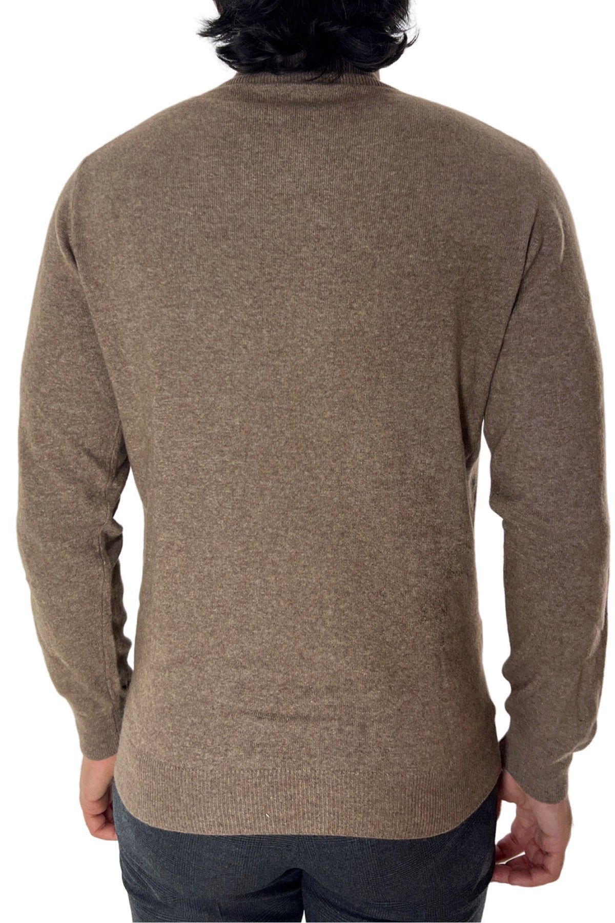 Maglione uomo Collo Alto fango in misto cashmere slim fit made in italy