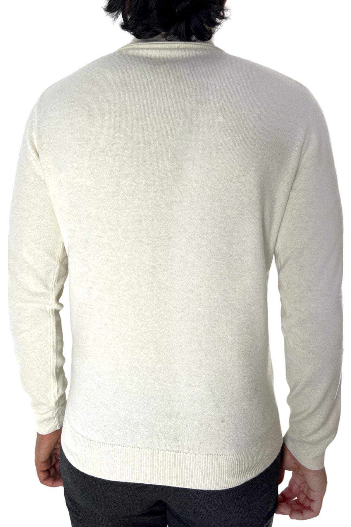 Maglione uomo Collo Alto panna in misto cashmere slim fit made in italy